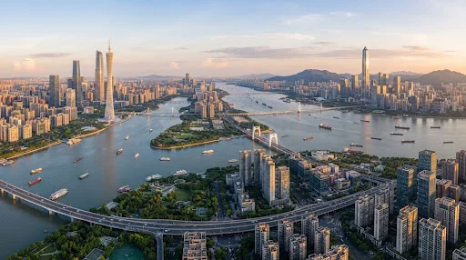 Greater Bay Area skyline and travel panorama of Guangzhou and Shenzhen